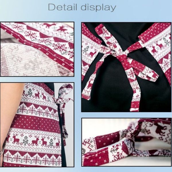 SD375 2 PCS Christmas Wearable Decoration Sackcloth Print Elk Christmas Apron (Green) - Image 5