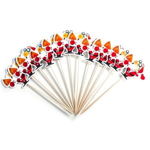 2 Packs Christmas Creative Decorations Wooden Christmas Toothpicks Fruit Sign (Old Man)