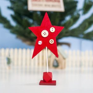 2 PCS Christmas Decorations Wooden Felt Button Christmas Tree Creative Ornaments (Red Pentagram)