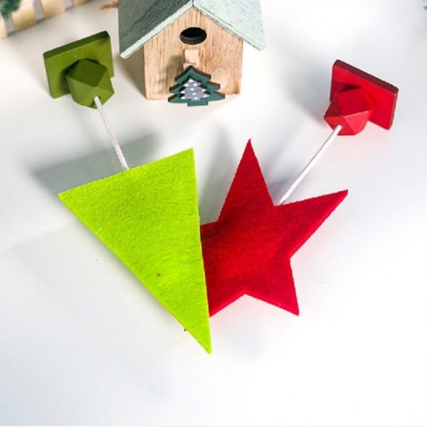 2 PCS Christmas Decorations Wooden Felt Button Christmas Tree Creative Ornaments (Red Pentagram) - Image 5