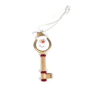 2 PCS Christmas Painted Santa Claus Key Pendant Christmas Tree Ornament (Gold)