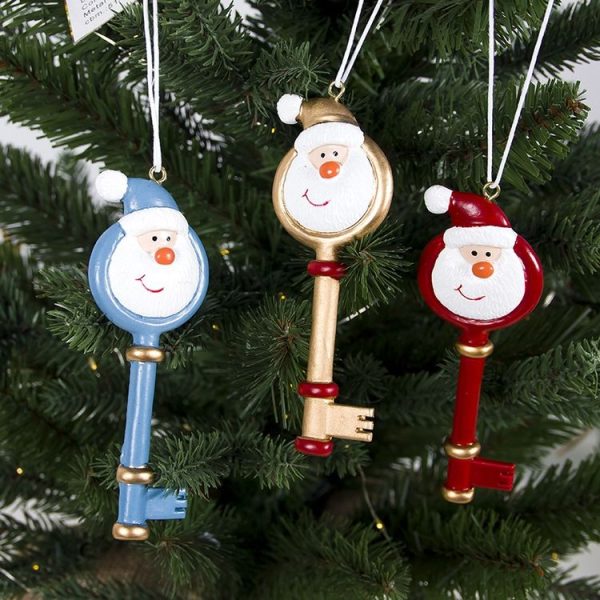 2 PCS Christmas Painted Santa Claus Key Pendant Christmas Tree Ornament (Gold) - Image 3