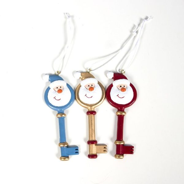 2 PCS Christmas Painted Santa Claus Key Pendant Christmas Tree Ornament (Gold) - Image 4