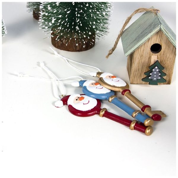 2 PCS Christmas Painted Santa Claus Key Pendant Christmas Tree Ornament (Gold) - Image 7