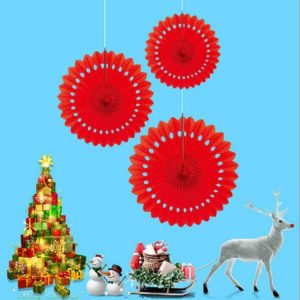 2 Packs Christmas Paper Creative Hollow Flower Decoration Atmosphere Layout Supplies (Red)