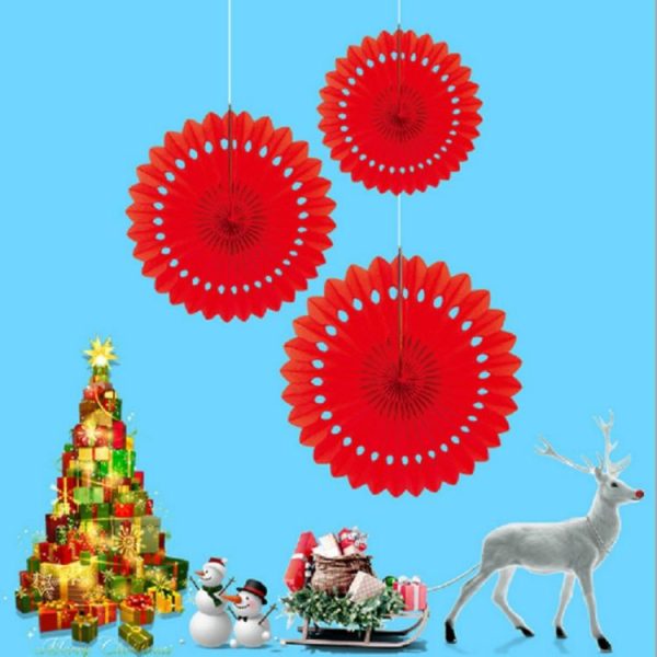 2 Packs Christmas Paper Creative Hollow Flower Decoration Atmosphere Layout Supplies (Red) - Image 2