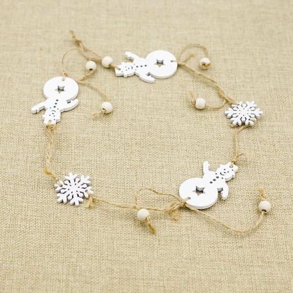 Christmas Decoration Christmas Tree Wood Decoration Pendant Elk Snowflake House Sling Hanging (B Snowman) - Image 2