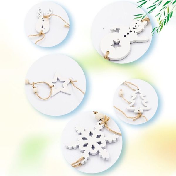 Christmas Decoration Christmas Tree Wood Decoration Pendant Elk Snowflake House Sling Hanging (B Snowman) - Image 3