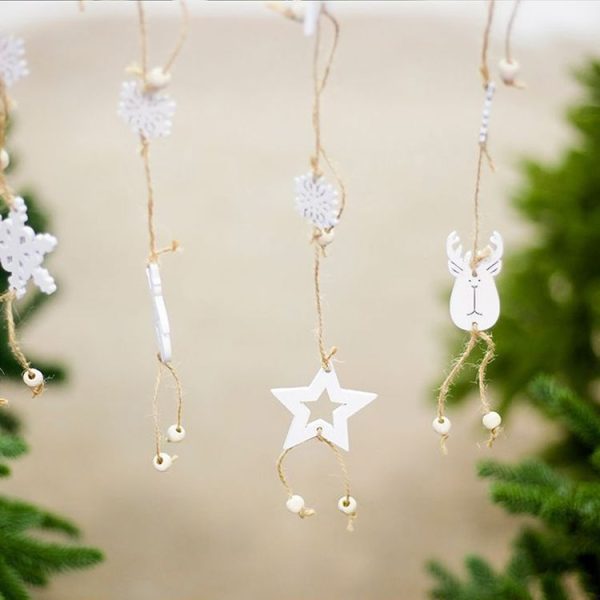 Christmas Decoration Christmas Tree Wood Decoration Pendant Elk Snowflake House Sling Hanging (B Snowman) - Image 4