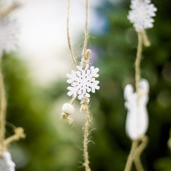 Christmas Decoration Christmas Tree Wood Decoration Pendant Elk Snowflake House Sling Hanging (B Snowman) - Image 5