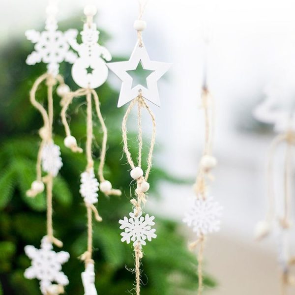 Christmas Decoration Christmas Tree Wood Decoration Pendant Elk Snowflake House Sling Hanging (B Snowman) - Image 6