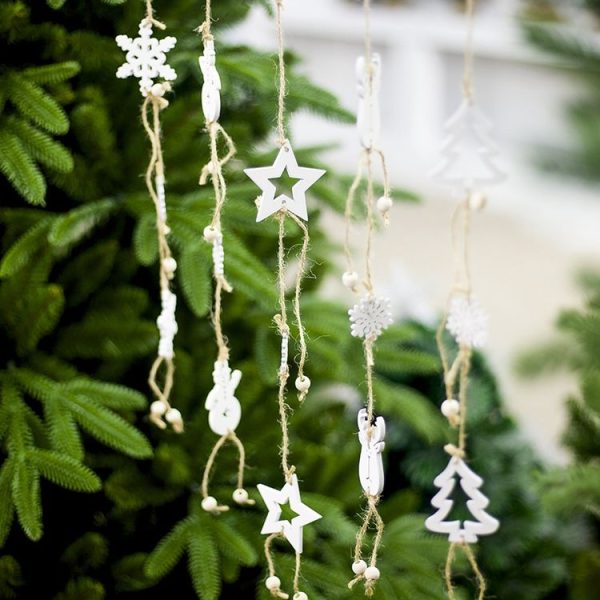 Christmas Decoration Christmas Tree Wood Decoration Pendant Elk Snowflake House Sling Hanging (B Snowman) - Image 7