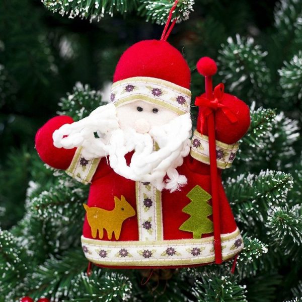 2 PCS Christmas Cloth Cartoon Santa Claus Set Hand Dolls - Image 3