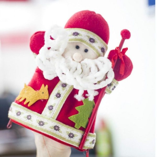 2 PCS Christmas Cloth Cartoon Santa Claus Set Hand Dolls - Image 4