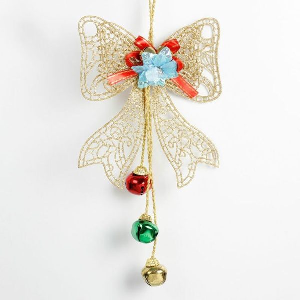 2 PCS Christmas Tree Wall Door Bow Bells Pendant Ornament - Image 2