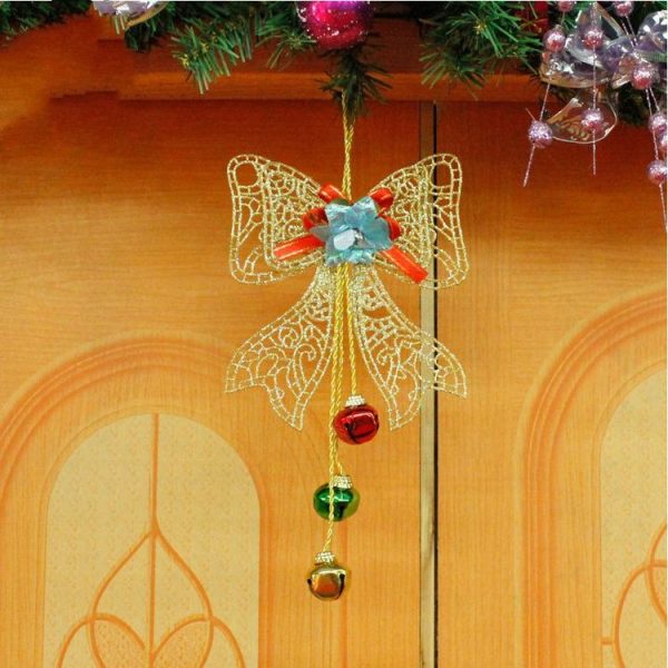 2 PCS Christmas Tree Wall Door Bow Bells Pendant Ornament - Image 5