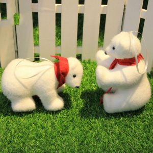5 PCS Christmas White Bubble Bear Pendant Scene Decoration, Random Style Delivery