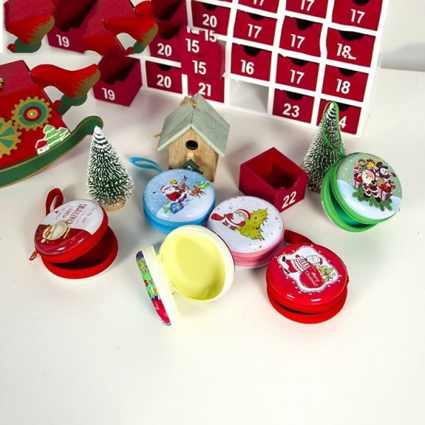 2 PCS Christmas Ornaments Cartoon Tinplate Santa Coin Purse Key Headphones Storage Bag (Red) - Image 7