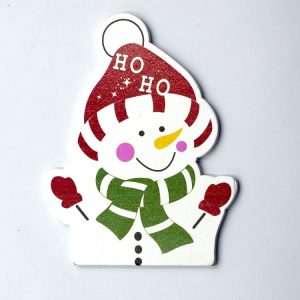2 PCS Christmas Decorations Painted Mosaic Wooden Ornaments (Red Hat Snowman)
