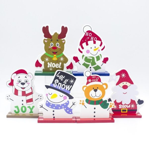 2 PCS Christmas Decorations Painted Mosaic Wooden Ornaments (Red Hat Snowman) - Image 3