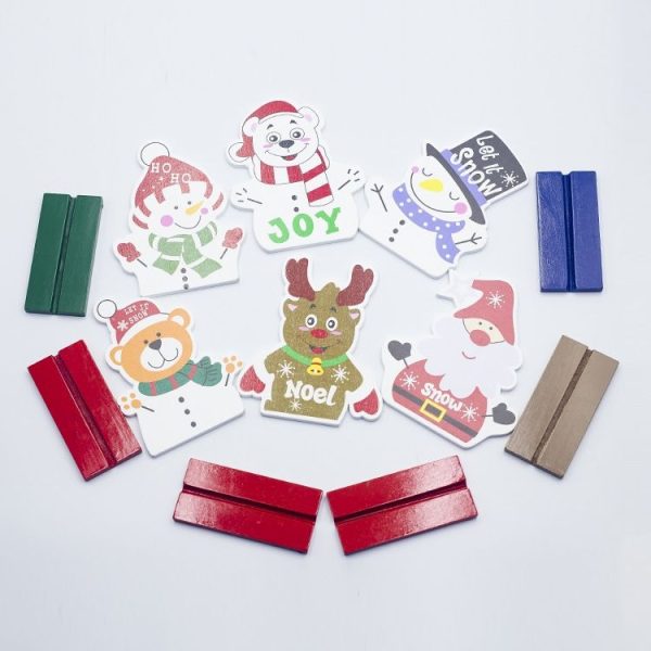 2 PCS Christmas Decorations Painted Mosaic Wooden Ornaments (Red Hat Snowman) - Image 4