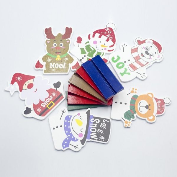 2 PCS Christmas Decorations Painted Mosaic Wooden Ornaments (Red Hat Snowman) - Image 5