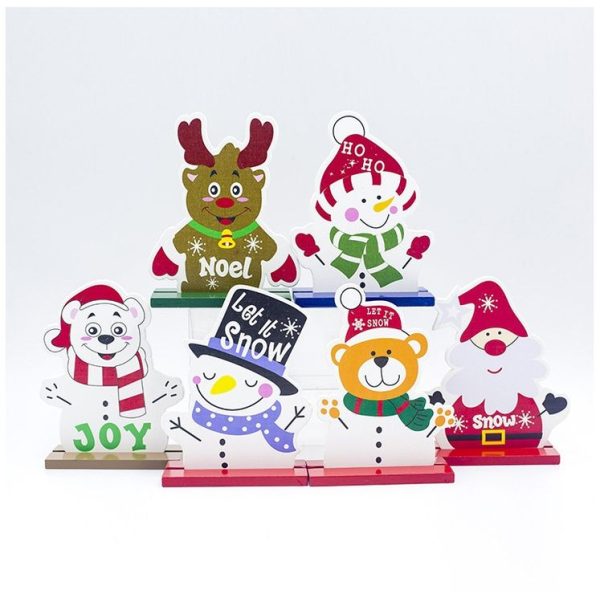 2 PCS Christmas Decorations Painted Mosaic Wooden Ornaments (Red Hat Snowman) - Image 6