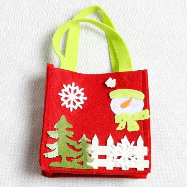 2 PCS Non-woven Applique Christmas Santa Claus Tote Bag Gift Bag Candy Storage Bag