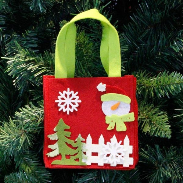 2 PCS Non-woven Applique Christmas Santa Claus Tote Bag Gift Bag Candy Storage Bag - Image 2