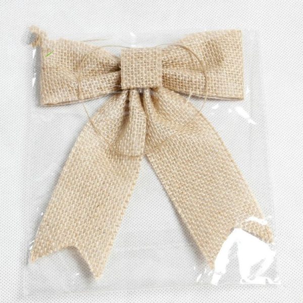2 PCS Christmas Burlap Primary Color Bow Decoration Pendant - Image 2