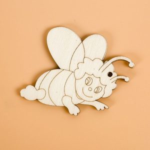 2 PCS Primary Color Wooden Board Christmas Tree Decoration Pendant White Embryo Board Small Animal Listing (Bee)