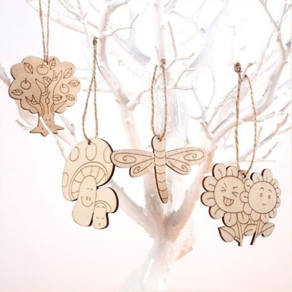2 PCS Primary Color Wooden Board Christmas Tree Decoration Pendant White Embryo Board Small Animal Listing (Bee) - Image 4