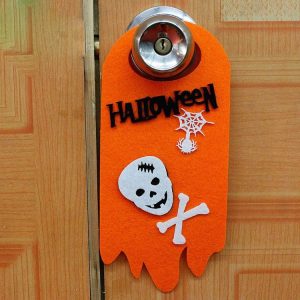 Bar KTV Shop Window Halloween Creative Pumpkin Witch White Ghost Door Hanging Decoration (Orange)