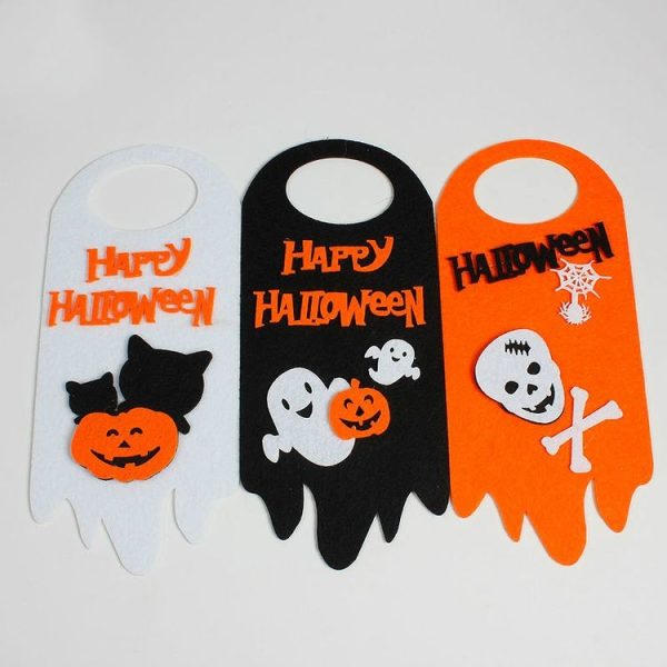 Bar KTV Shop Window Halloween Creative Pumpkin Witch White Ghost Door Hanging Decoration (Orange) - Image 3
