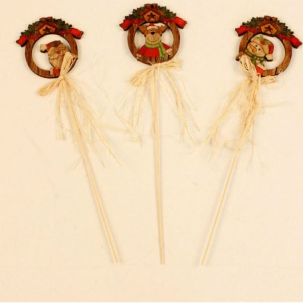 2 PCS Christmas Wall Wooden Cartoon Long Handle Bow Decorative Pendants (Small Deer) - Image 6