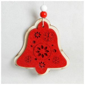 2 PCS Christmas Wooden Pendant Ornaments Christmas Snow Bell Creative Pendant (Bell)