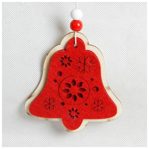 2 PCS Christmas Wooden Pendant Ornaments Christmas Snow Bell Creative Pendant (Bell) - Image 2