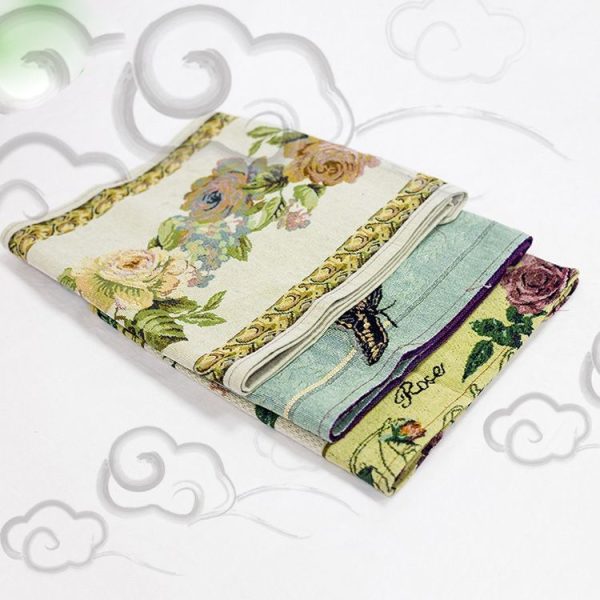 Retro Home Flower Butterfly Embroidery Cotton Linen Table Mat Coffee Table Mat Holiday Decoration (B Section) - Image 4