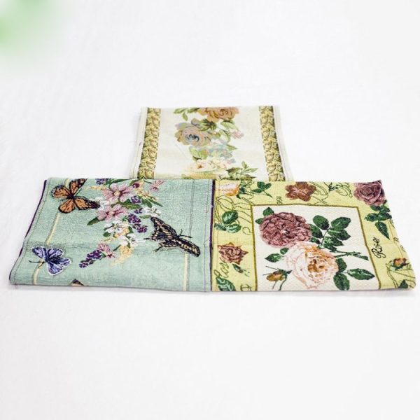 Retro Home Flower Butterfly Embroidery Cotton Linen Table Mat Coffee Table Mat Holiday Decoration (B Section) - Image 6