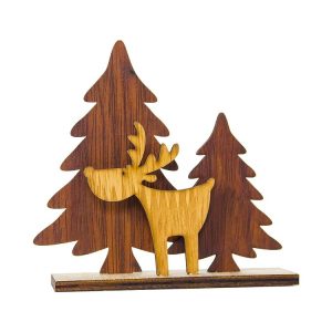 2 PCS Christmas Decoration Wood Christmas Tree Elk Splicing Ornaments Mini Christmas Small Ornaments, Specification: Large