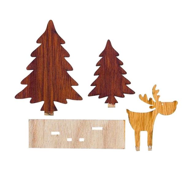 2 PCS Christmas Decoration Wood Christmas Tree Elk Splicing Ornaments Mini Christmas Small Ornaments, Specification: Small - Image 2