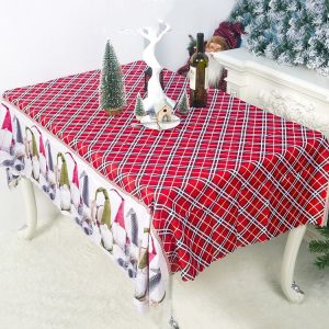 2 PCS Christmas Cartoon Printed Polyester Tablecloth Ornament, Size: 150x180cm (Stripe)