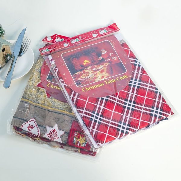 2 PCS Christmas Cartoon Printed Polyester Tablecloth Ornament, Size: 150x180cm (Stripe) - Image 4
