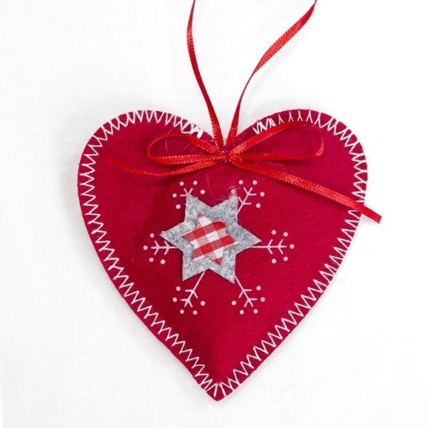 2 Packs Christmas Cloth Ornament Creative Christmas Tree Pendant Home Decoration Pendant (Heart) - Image 2