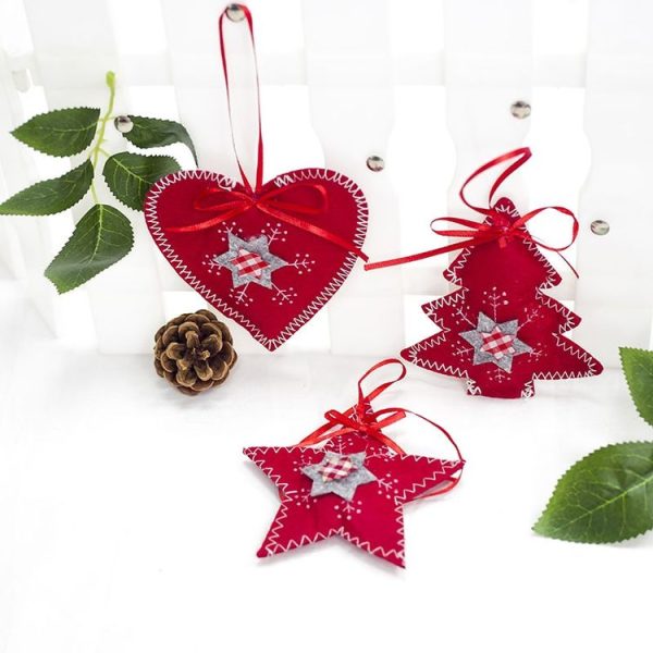 2 Packs Christmas Cloth Ornament Creative Christmas Tree Pendant Home Decoration Pendant (Heart) - Image 3