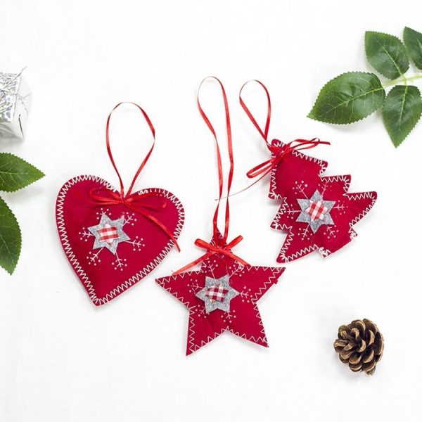 2 Packs Christmas Cloth Ornament Creative Christmas Tree Pendant Home Decoration Pendant (Heart) - Image 4