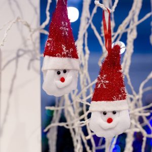 2 Pack Christmas Tree Santa Claus Fabric Decoration Pendant Christmas Creative Decorations