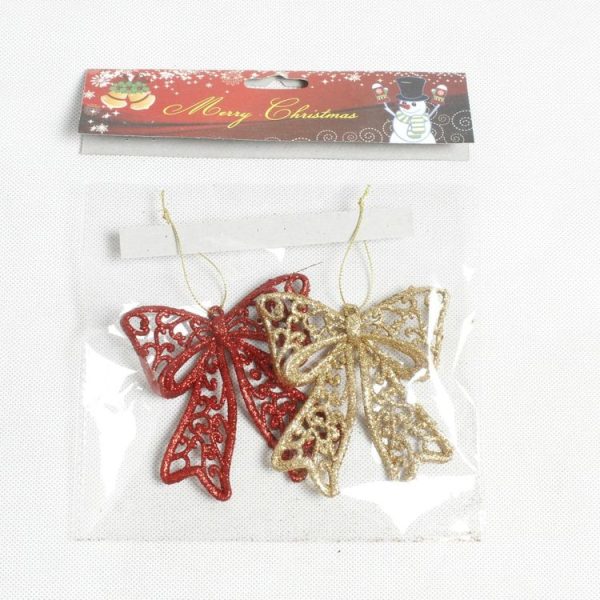 2 PCS Christmas Decoration Bowknot Christmas Tree Pendant Party Decoration - Image 3