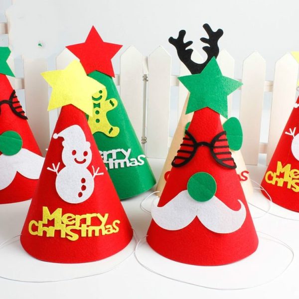 2 PCS Christmas Cartoon Non-woven Hand-assembled Gift Decorative Hat Without Dolls (Small Deer) - Image 3