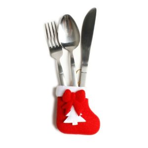 2 PCS Christmas Mini Cartoon Non-woven Cutlery Set Christmas Tree Decoration (Christmas Tree)